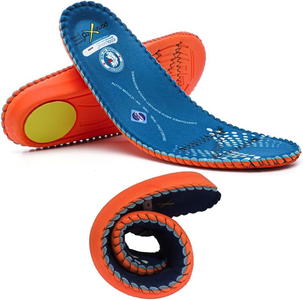 ROCKROOSTER Anti-Fatigue Work Boot Insoles PU & Memory Foam Inserts with Shock Absorbing Heel Cushion, High Arch Stability and Long-Lasting Comfort for Wide Feet & Heavy-Duty Use (Blue) 