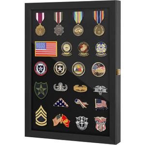 18x13 Pin Display Case Pin Collection Display Case with 98% UV Protection Acrylic Door for Military Medals, Jewelry Pins, Pin Gift, Insignia Ribbons, Beach Tags, Pin Collectibles