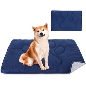 Dog Crate Pad(23"x 36"),Washable Crate Mat with Anti-Slip Bottom, Dog Mats for Sleeping, Breathable Kennel Pad,Dark Colored to Hide Stains, Navy