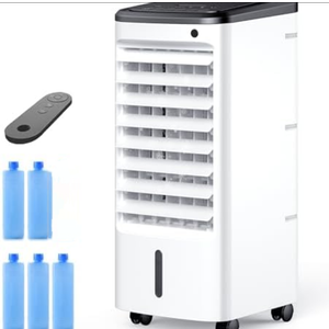 Windowless Portable Air Conditoners, 3-IN-1 Portable AC with Remote, 3 Modes 3 Speeds, 1Gal Tank & 12H Timer, 65° Oscillation, Fast Cooling Quiet Ventless Swamp Cooler for Room Home Office, Off White