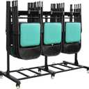 Folding Chair Cart with Wheels, 500 LBS Heavy Duty Chair Storage Rack Dolly for 42 Chairs or 12 Tables, Lockable Rolling Cart for Weddings, Church, Events, Garage
