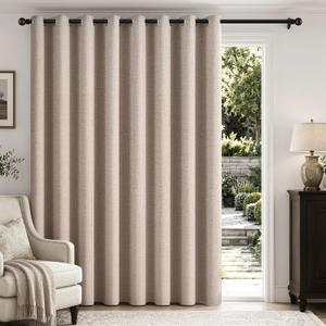 MIULEE Extra Wide 100% Blackout Linen Curtains for Bedroom 100x84 Beige