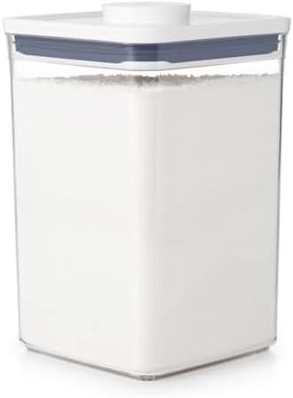 OXO Good Grips POP Container, Airtight Food Storage for Pantry, 4.4 Qt | One-push Airtight Seal, Store Dry Goods like Flour, Sugar or Pasta, Stackable, Dishwasher safe, Big Square Medium Shape