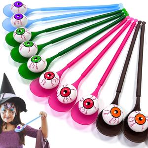 AMENON 12 Player Halloween Games, 12 Halloween Eyeball Egg & 12 Spoon Race Game for Kids Adults, Halloween Party Favors Supplies, Halloween Party Game Toys Outdoor Classroom Carnival Games Treats Gift