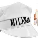 Nicky Bigs Novelties White Milkman Hat Classic 1950s Dairy Delivery Cap, Chauffeur, Baker Boy, Taxi, Captain, Sailor, Paperboy, Cosplay, Halloween Costume Accessories for Men & Women
