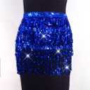 Cubahop Boho Sequin Belly Dance Skirt Hip Belt Tassel Skirt Hip Wrap Scarf Rave Music Festival Costume for Women Girls