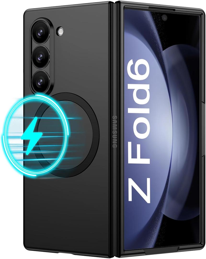 BENTOBEN for Samsung Galaxy Z Fold 6 Case, Soft Silicone Gel Rubber Bumper Slim Hard PC Thin Shockproof Protective Cover for Samsung Z Fold 6 5G 7.6-inch, Black