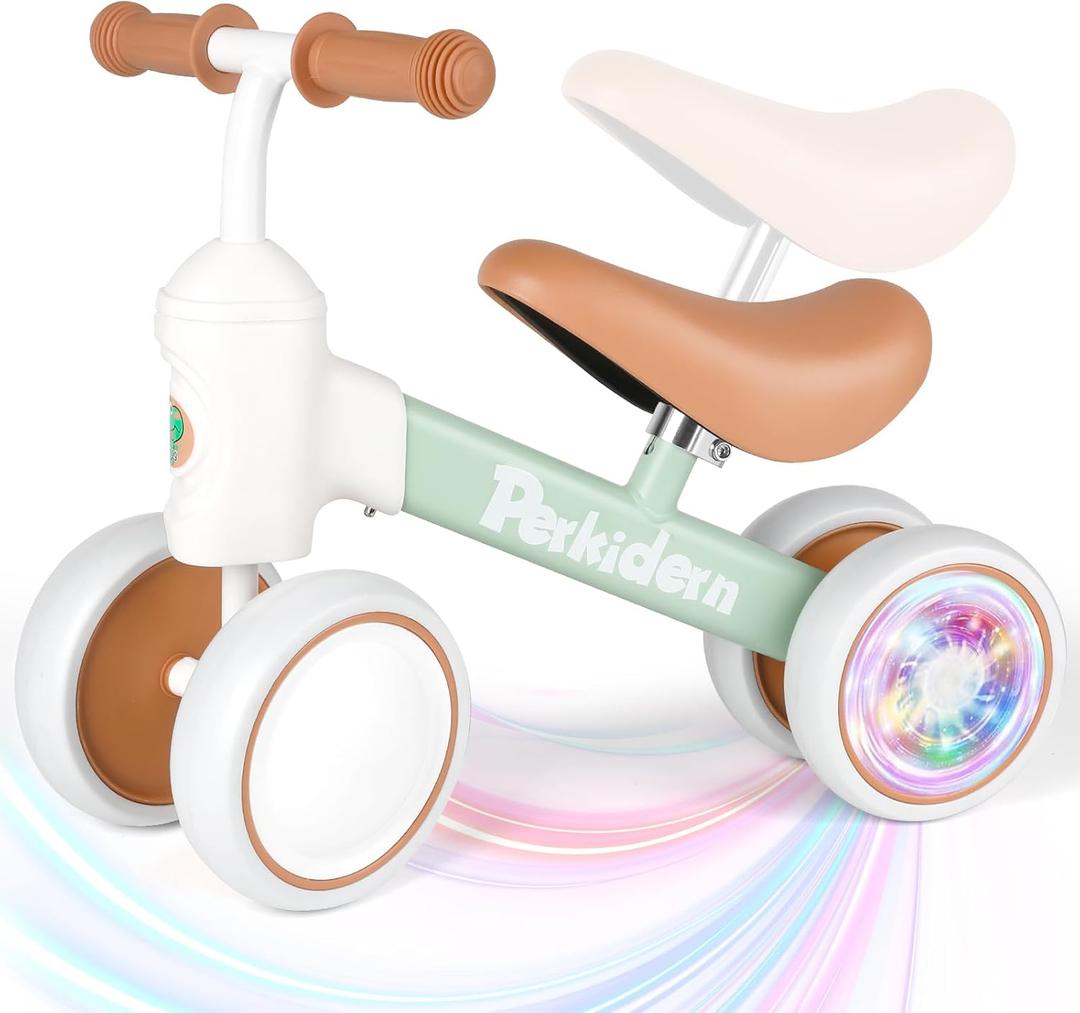 Baby Balance Bike for 1-3 Year Old Boys Girls, 12-36 Month Toddler Balance Bike, 4 Wheels Baby Bike Toddler First Birthday Gifts (Colorful Lighting)