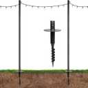 EXCELLO GLOBAL PRODUCTS Premium String Light Poles - 2 Pack - Extends to 10 Feet Yard Mount (Grass/Dirt)