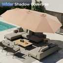 SUPERJARE 13FT Outdoor Patio Umbrella with Base Included, Double Sided Pool Umbrellas with Fade Resistant Canopy, Large Table Umbrella for Deck, Market, Backyard - Beige