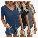 Womens Summer Tops Short Sleeve T Shirts V Neck Women Tops Loose Casual Tee Trendy Clothes, Size XL