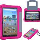 8 Tablet Case for Kids(2022/2020 Release,12th/10th Generation),Incompatible with iPad Samsung,Light Weight Shock Proof Friendly,Foldable Stand at Any Angle,Portable Handle Kid-Proof Case (Pink)