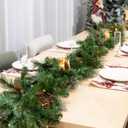 9 Feet Christmas Garland - Christmas Decorations - Carolina Pine Garland for Table, Fireplace, Mantle, Wall, Indoor Outdoor - Green Garland for Christmas Decorations - Free LED String Lights