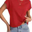 EasyGala Womens Cap Sleeve Crop Tops Cotton T Shirts Crewneck Loose Fit Short Sleeves Tee Summer Fashion Clothes 2025 XS