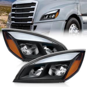 JFN Led Headlights Compatible with 2018-2023 Cascadia, Reflector Cascadia Headlamps, Pair Set, Black Housing (Left and Right Side)