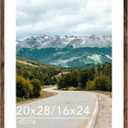Wood 20x28 Picture Frame with 16x24 Mat, Display 16x24 with Mat or 20x28 Without Mat, Wood 20 by 28 Photo Frame, 20 x 28 Frame for Wall Hanging Display, Deep Brown