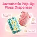 2pc Automatic Pop-up Portable Floss Dispenser with 50 Pcs Dental Floss, Refillable for Home, Restaurant, and On-the-Go Oral Care (Pink+Blue)
