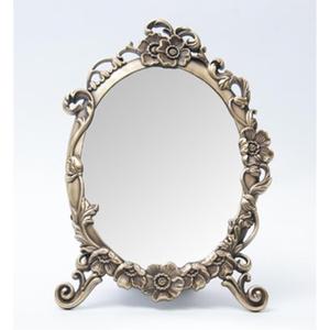 SEHAMANO Vintage Oval Tabletop Dressing Mirror with Stand  Retro Metal Vanity Makeup Mirror with Embossed Flowers for Home, Bedroom, Dresser, and Bathroom Dcor, Brass (Matt Gold)