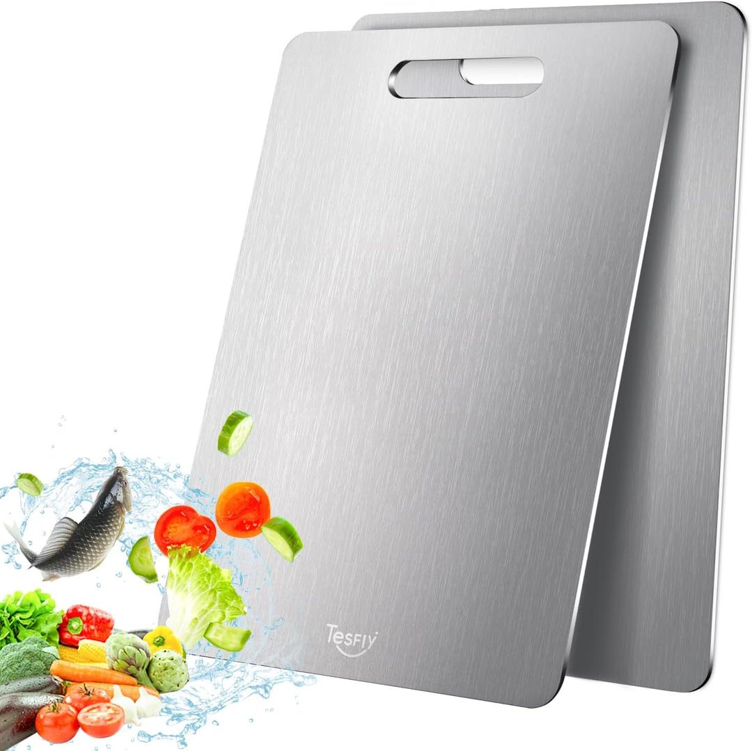 2 Pack Titanium Cutting Board - 100% Pure Titanium Cutting Boards For Kitche, Double-sided food-grade Cutting Board For Cutting Meats, Fruits And Vegetables,13 * 9