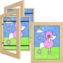 3 Pack 8.5x11 Kids Art Frames Natural, Kids Artwork Frames Changeable Child Artwork Picture Display Front Opening, Rustic Children Storage Frame Hold 50pcs Craft, Drawing, Art Project, Schoolwork