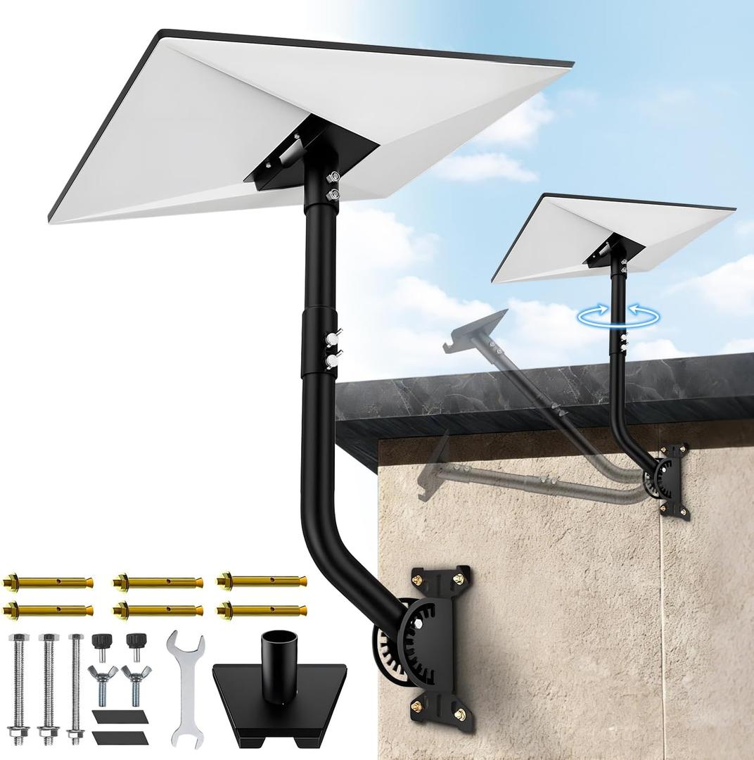 Starlink Gen 3 Wall Mount Standard Kit, Heavy Duty Alloy Steel Mounting Bracket for Starlink V3 Dish, Weatherproof Anti-Rust Starlink Mount with Complete Installation Hardware, Grey