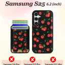 Shorogyt for Samsung Galaxy S25 Cute Kawaii Leather Phone Case - Compatible with Magsafe Wallet Magnetic Credit Card Holder Fashion Cherry Design Phone Cover for Women Girls, Fits 7 Cards