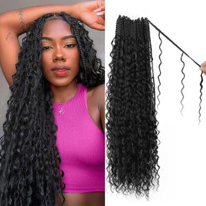 Boho Crochet Braids Pure Protein Fiber Close to Human Hair 24 Inch Goddess Box Braids with Soft Curls Bohemian Braids Crochet Hair for Black Women (24Inch #2)