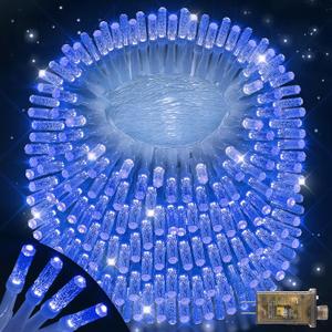 XURISEN Upgraded 561FT 1400 LED Christmas Lights Outdoor, Super Long String Lights 8 Modes & Memory Timer Plug in Fairy Lights for Home Xmas Tree Party Wedding Decor -Blue