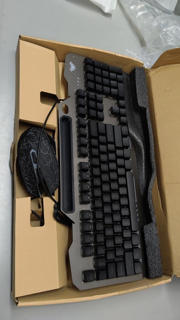 AULA Keyboard, T102 104 Keys Gaming Keyboard and Mouse Combo with RGB Backlit Number Pad, AllMetal Panel Waterproof Light Up PC Keyboard,USB Wired Computer Keyboards Gaming for Win XP/7/8/10 PC Gamer