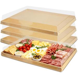5 Pack Extra Large Disposable Charcuterie Board, 17.3"x11.8" Paper Charcuterie Boxes, Serving Trays with Lid for Lightweight Food Meal Prep, Sandwiches, Cake and Buffet