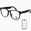 AI Smart Bluetooth Glasses, Bluetooth 5.4, Open-Ear Translation Sunglasses with 144 Languages & Accents, Polarized UV400 Lenses for Daily Travel Business Outdoor Sports (Black Frame Transpraent Lens)