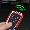 3 x American USA Flag Metal Key Fob CoverKey Case,Keychain,Accessories Compatible with 2022 2023 2024 2025 Chevy Silverado 1500 GMC Sierra 1500, 2024 2025 Silverado Sierra 2500HD 3500HD