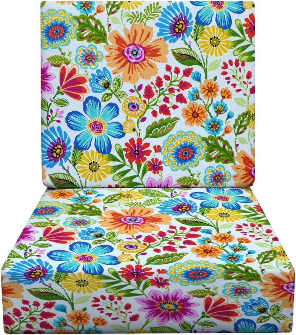 RSH DECOR Deep Seating Foam Cushion Set | 23.5 x 25 Seat | All-Weather Spun Fabric | Water & Fade-Resistant | Made in USA | Outdoor Chair Cushions for Patio Furniture (Gregoire Fresco)