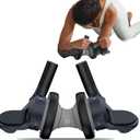 BERTER Fitness Ab Roller Wheel with Elbow Support Abdominal Trainer Roller Workout Equipment for Home and Gym Exercise Roller for Men and Women (Grey)