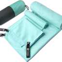 Eunzel Quick Dry Camping Towel, Microfiber Travel Towel 3 Size at 1 Pack,Fast Drying Towel Set for Camping, Beach, Gym, Sports, Yoga & Swimming Pool, Pale Turquoise