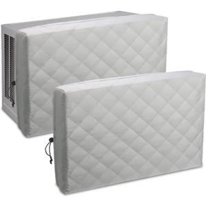 HOXHA 2 Pack Indoor Air Conditioner Cover for Window Units, Inside Window AC Covers Double Insulation with Free Elastic Straps (21 x 15 x 3.5 inches)
