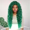 GNIMEGIL 28 inch Long Curly Wigs for Women Green Wig Cosplay Thick Hairline St. Patrick's Day Carnival Party Wig Halloween Costume Hairstyle