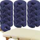Macarrie 24 Pcs Face Cradle Covers for Massage Table Microfiber Reusable Soft Thicker Massage Table Headrest Covers Bulk Oil Proof Cradle Head Rest Sheets for Spa Beauty Salons(Navy Blue)