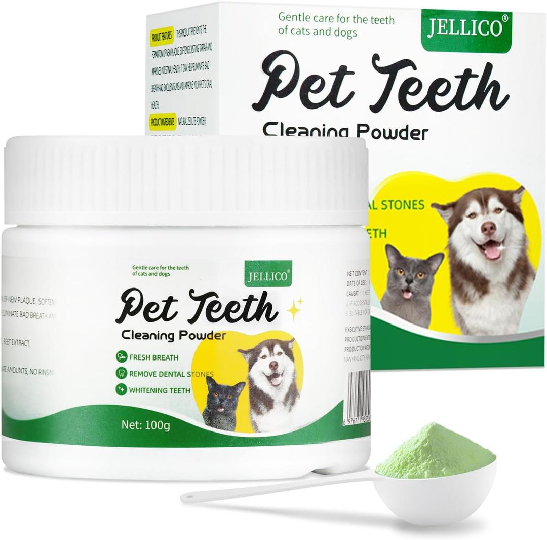 Dog Dental Powder - Large Capacity 3.53 Ounce Dog Teeth Cleaning Powder for Fresh Breath - Dog Dental Care - Improve Oral & Gastrointestinal Health - Suitable for Large, Medium & Small Dogs