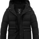 ZSHOW Men's Warm Winter Jacket Waterproof Puffer Coat Windproof Quilted Parka with Detachable Hood (Black), XXL