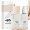 Color Changing Foundation for Mature Skin, Hydrating and Lightweight Liquid Foundations, Instantly Adapts to Your Skin Tone, Buildable Light to Medium Coverage, Natural (2 PCS)