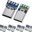 10PCS USB 3.1 Type C Connector 24 Pins Male Female Plug Socket Receptacle Adapter to Solder Wire & Cable 24P PCB Board Support Module