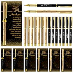 Feifeiya 50 Set 85th Birthday Party Favor for Guest Anniversary Party Favor with Black and Gold Ballpoint Pens and Thank You Cards for Women Men Birthday Anniversary Appreciation Gifts