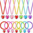 Sureio 7 Sets Girl Dress up Jewelry Toddler Princess Bracelet Necklaces Kids Valentine's Day Costume Jewelry Set for Girl Tea Costume Party