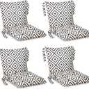 Barydat 4 Pcs Outdoor Patio Chair Cushions, Black and White, Grid, 21.7 x 43.3 x 3.54 inches - Grid