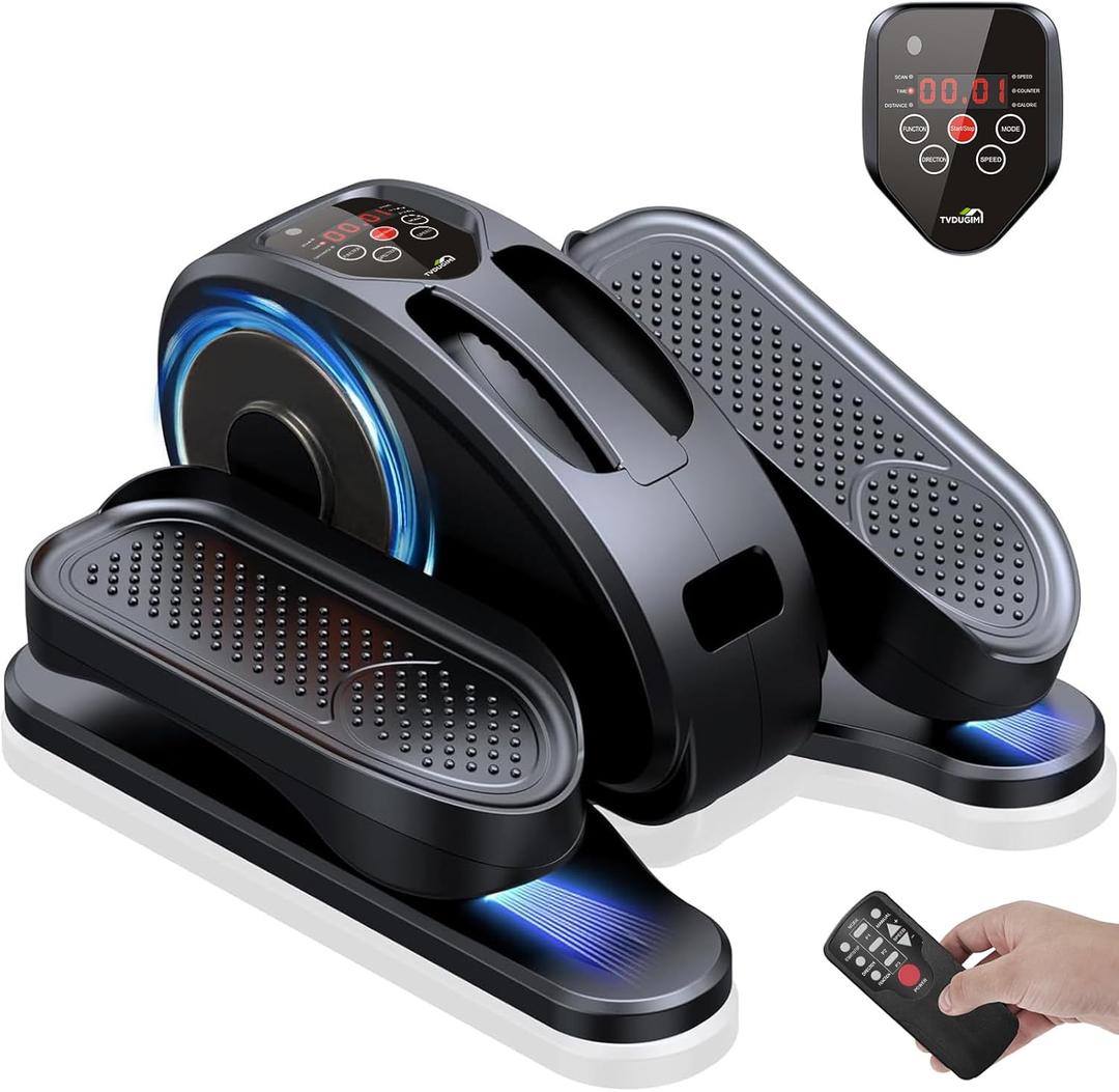 Under Desk Elliptical Machine, Mini Ellipse Leg Exerciser Electric Seated Pedal Fully Assembled Quiet Compact for Seniors Portable Stepper with Remote Control for Home (Black)