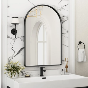 Suidia 24" x 36" Bathroom Mirror, Bathroom Vanity Mirror Metal Framed, Wall-Mounted Mirrors for Bedroom, Living Room, Entryway, Hallway, Black, Arch Style