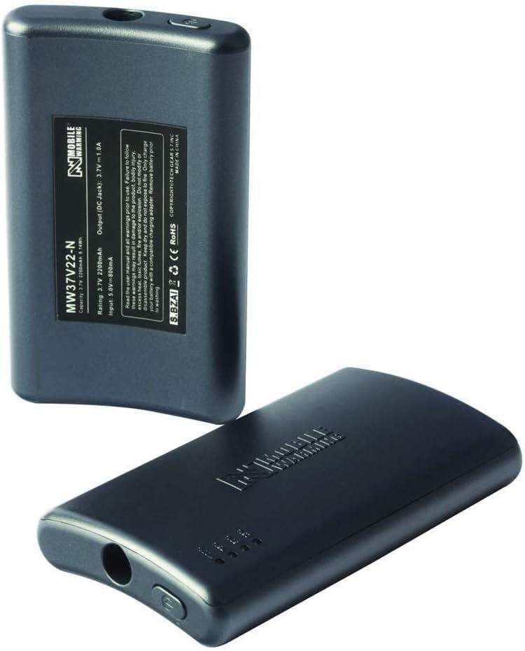 Mobile Warming by Fieldsheer Clamshell Powersheer Micro Battery & Cable 3.7V 2200mAh 2-Pack, Grey