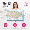 2 Pack Laminated World Map & USA Map Poster Set 18"x29" Wall Chart | Educational Geography Decor for Classroom, Home, School, Office | Matte No-Glare with Adhesive Stickers