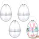 Funtery 4 Pcs Jumbo Easter Eggs 10 Inch Plastic Giant Easter Eggs with Handles, Clear Large Baskets Fillable Big Bunny Egg Shaped Baskets Containers Decoration (Transparent)